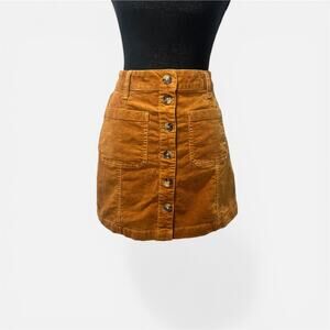Vintage Mustard Yellow Corduroy Mini Skirt Y2K 70s Retro